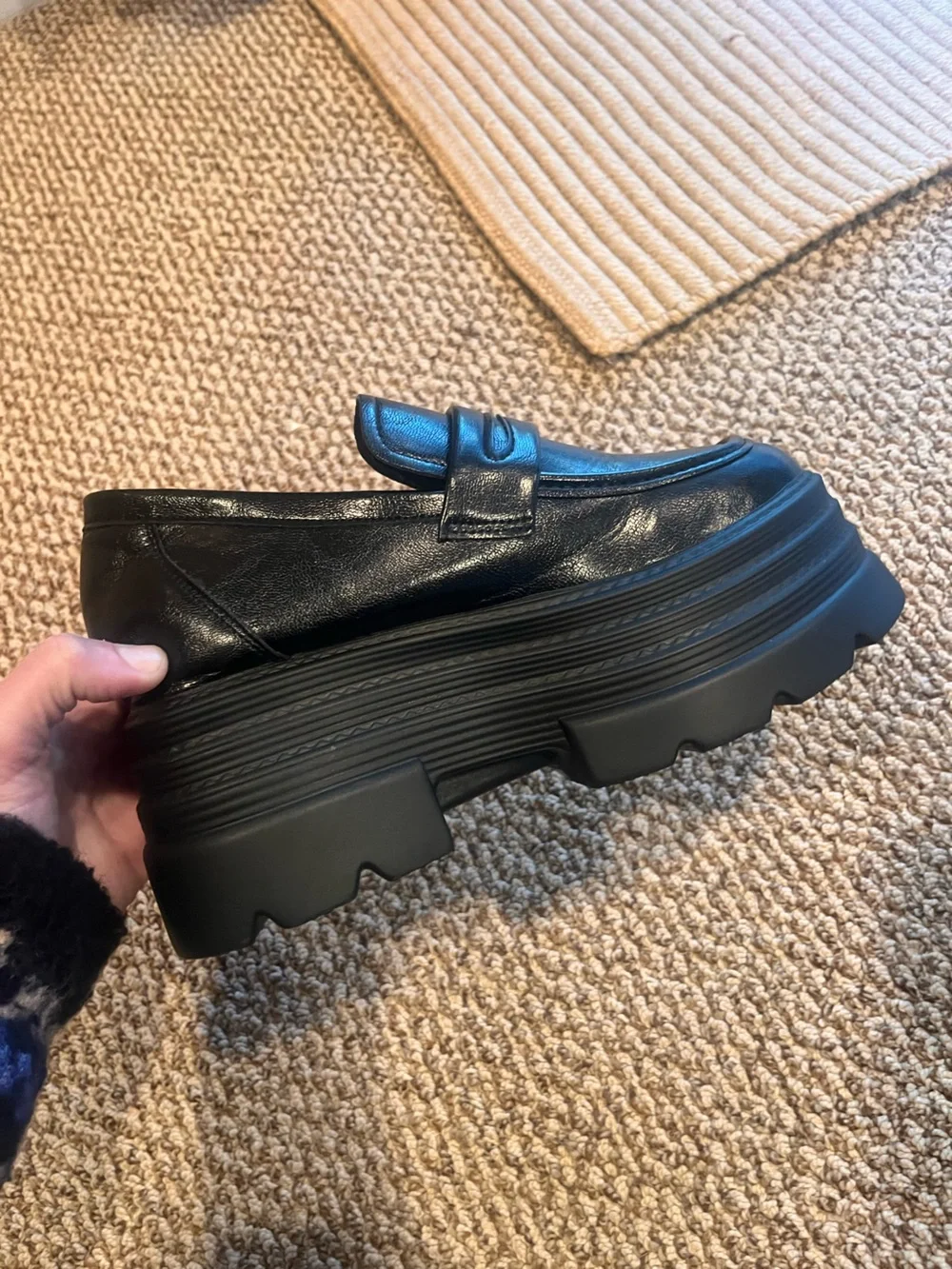NWB🎉 Romwe Black Platform Matte Loafers Y2K
